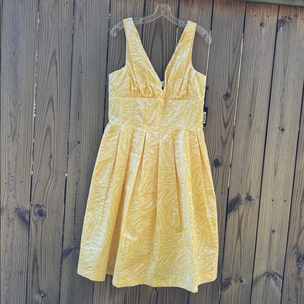 Vera Wang Yellow Patterned Mini Dress